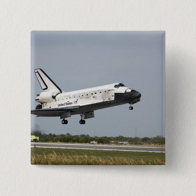 Space Shuttle Discovery approaches landing 3 Button (Front)