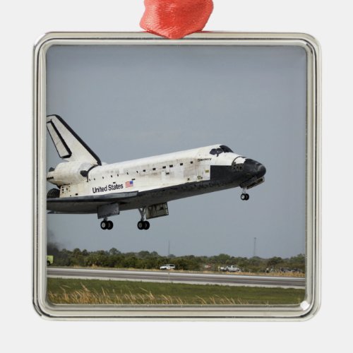 Space Shuttle Discovery approaches landing 3 Metal Ornament