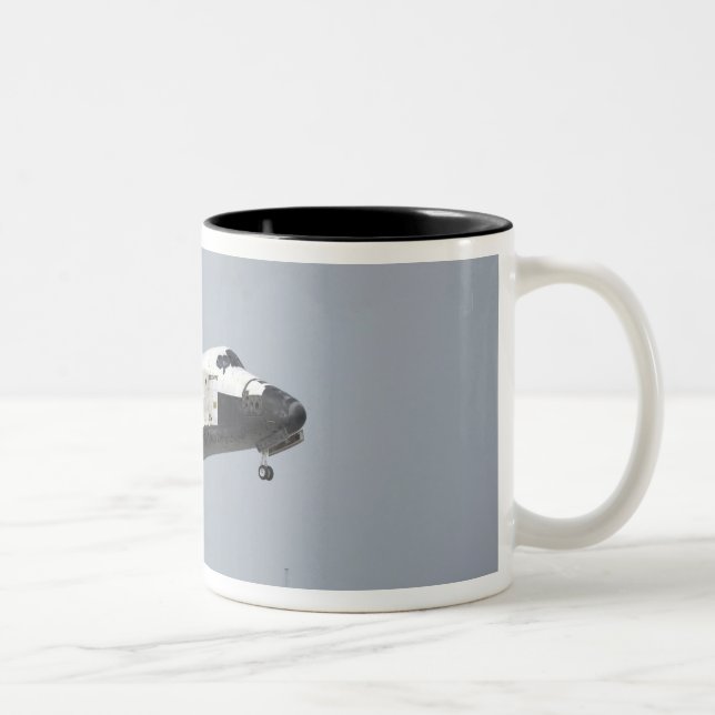 Space Shuttle Discovery approaches landing 3 Two-Tone Coffee Mug (Right)