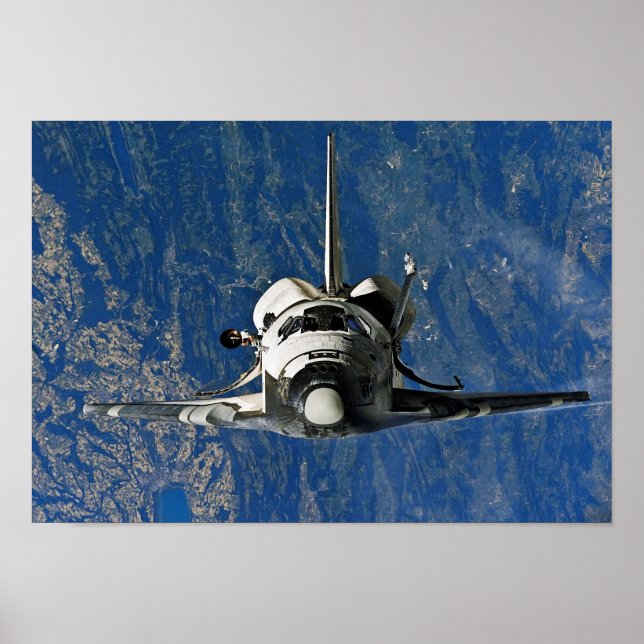 Space Shuttle Discovery Approaching ISS Poster (Front)