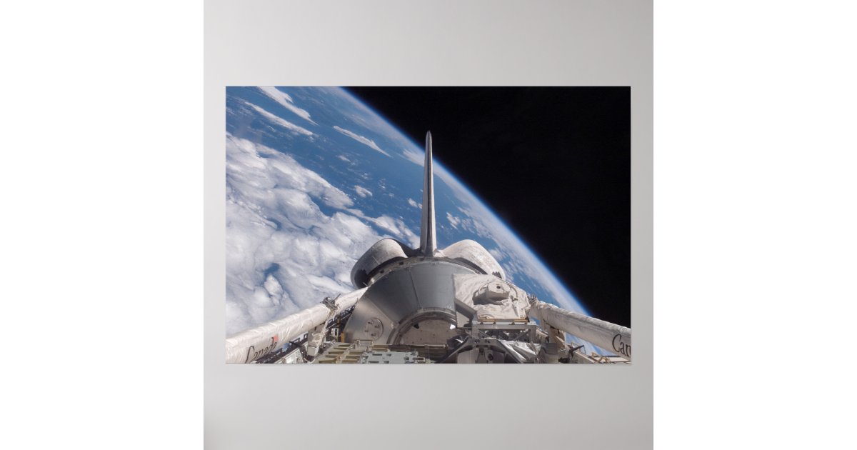 Space Shuttle Discovery backdropped by Earth Poster | Zazzle