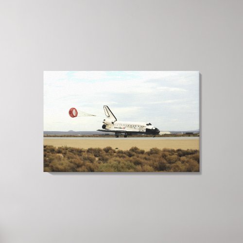 Space Shuttle Discovery deploys its drag chute Canvas Print