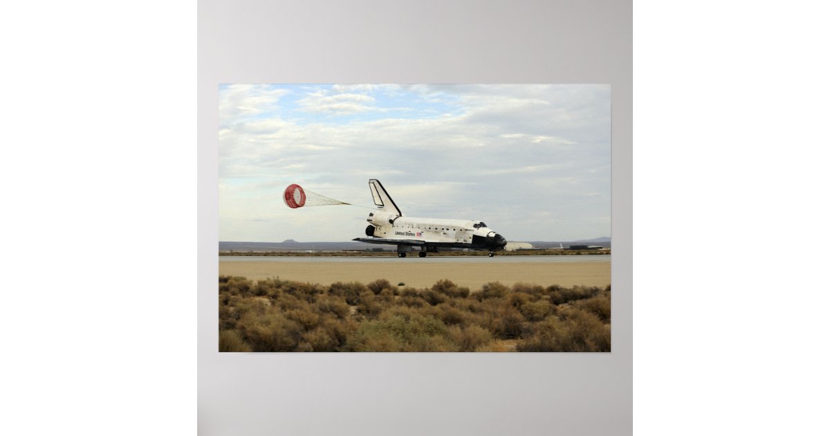 Space Shuttle Discovery deploys its drag chute Poster | Zazzle