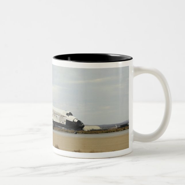 Space Shuttle Discovery deploys its drag chute Two-Tone Coffee Mug (Right)