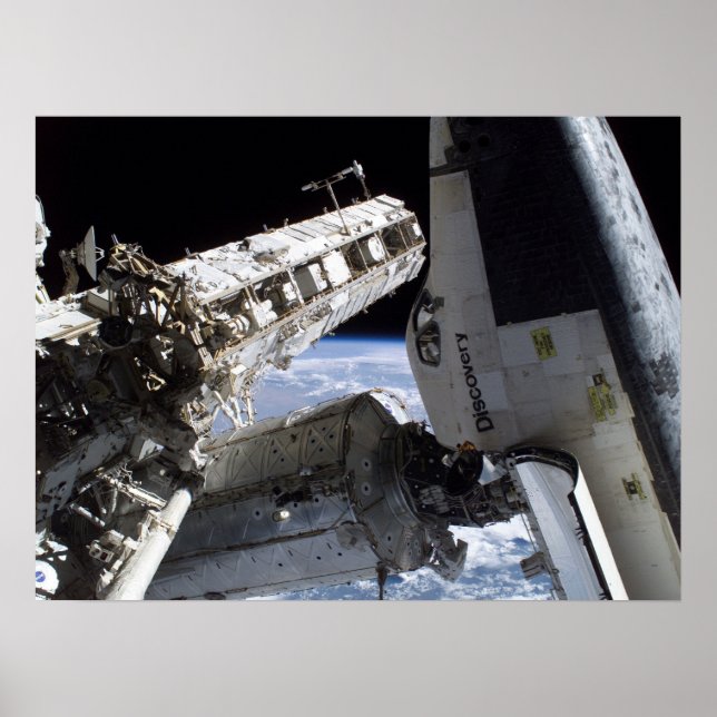 Space Shuttle Discovery docked with ISS (STS-114) Poster (Front)