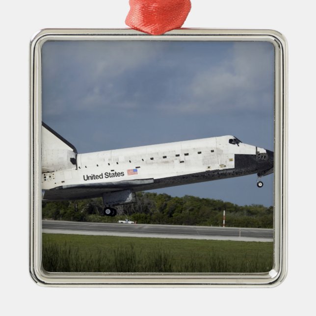 Space shuttle Discovery lands on Runway 33 3 Metal Ornament (Front)