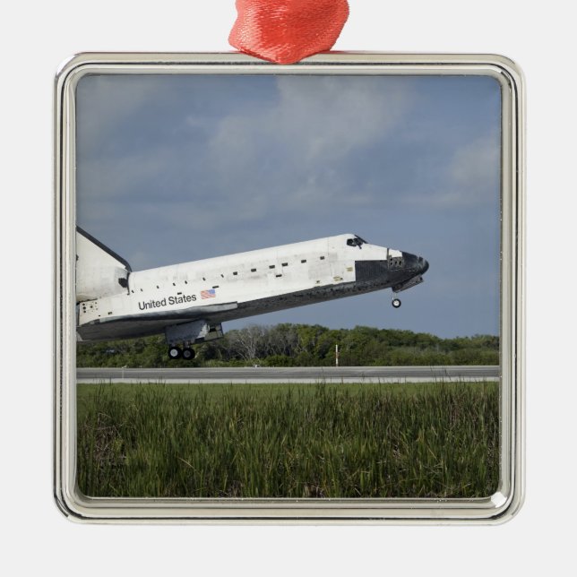 Space shuttle Discovery lands on Runway 33 Metal Ornament (Front)