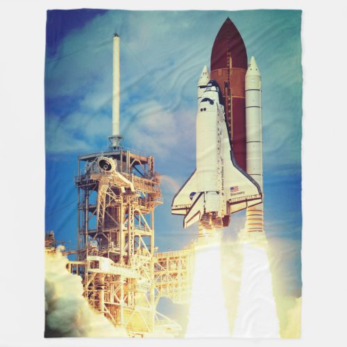 Space Shuttle Discovery Launch Fleece Blanket