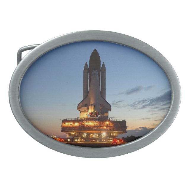 Space Shuttle Discovery Launch NASA Oval Belt Buckle (Front)