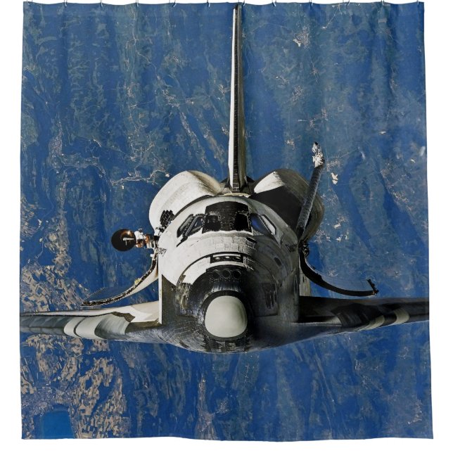 Space Shuttle Discovery Photographed From ISS Shower Curtain (Front)