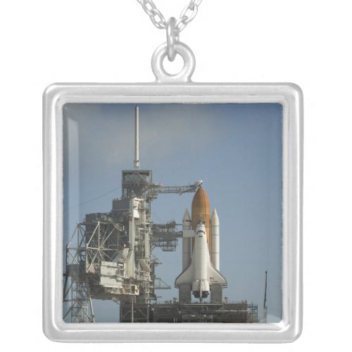 Space Shuttle Discovery sits ready 2 Silver Plated Necklace