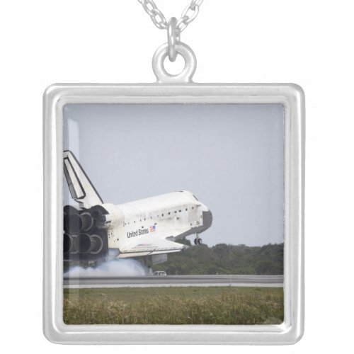 Space Shuttle Discovery touches down 2 Silver Plated Necklace