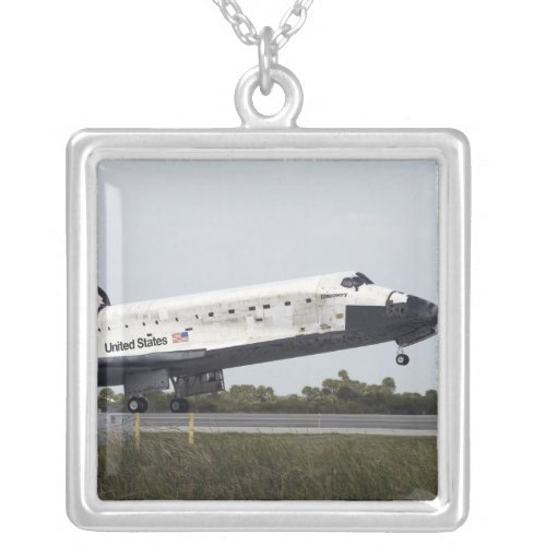 Space Shuttle Discovery touches down Silver Plated Necklace