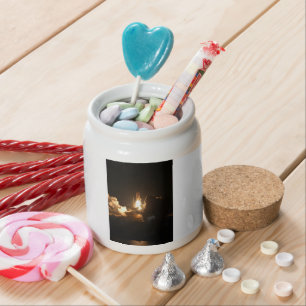 Space Shuttle Earth Orbital Spacecraft Night Canva Candy Jar