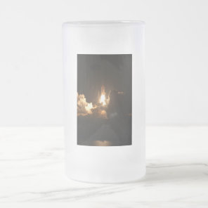 Space Shuttle Earth Orbital Spacecraft Night Canva Frosted Glass Beer Mug