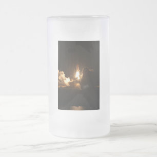 Space Shuttle Earth Orbital Spacecraft Night Canva Frosted Glass Beer Mug