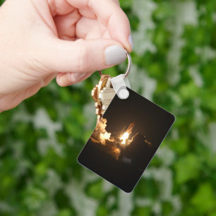 Space Shuttle Earth Orbital Spacecraft Night Canva Keychain