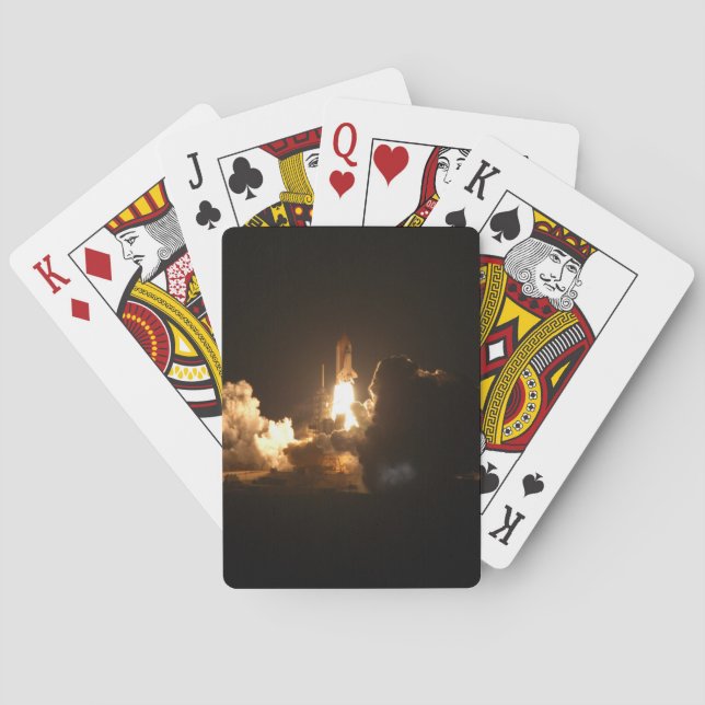 Space Shuttle Earth Orbital Spacecraft Night Canva Poker Cards (Back)