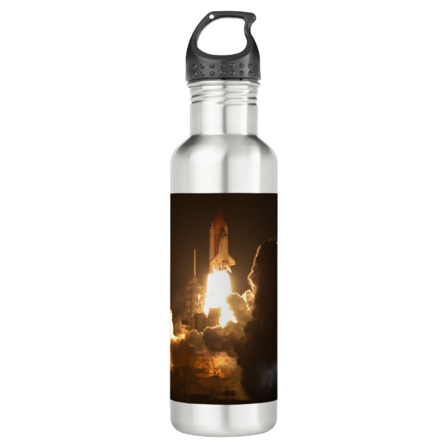 Space Shuttle Earth Orbital Spacecraft Night Canva Stainless Steel Water Bottle (Front)