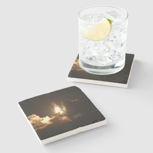 Space Shuttle Earth Orbital Spacecraft Night Canva Stone Coaster (Side)
