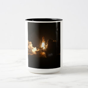 Space Shuttle Earth Orbital Spacecraft Night Canva Two-Tone Coffee Mug