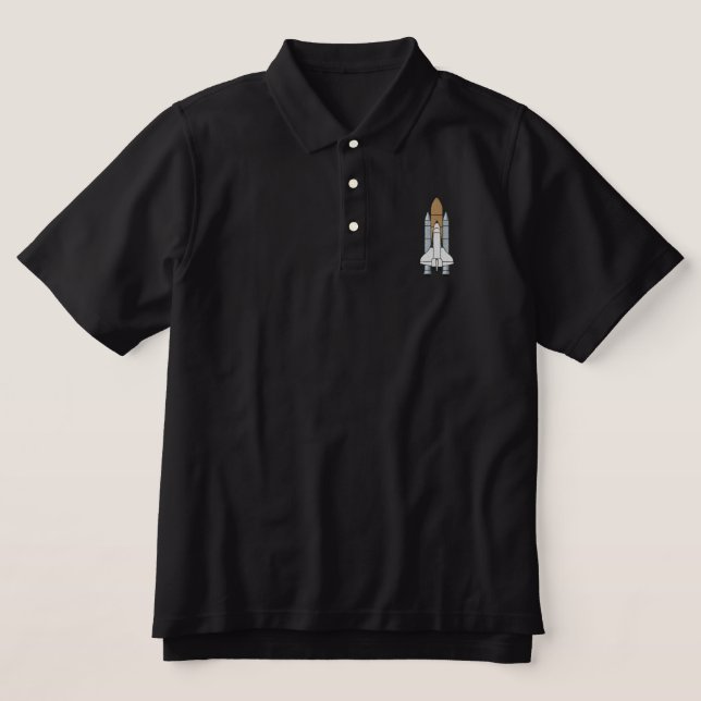 Space Shuttle Embroidered Polo Shirt (Design Front)