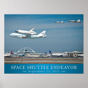 Space Shuttle Endeavor with jets poster 24x18