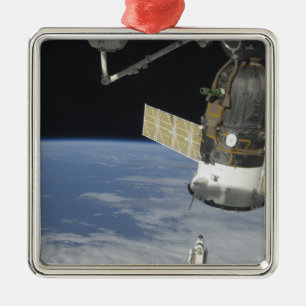 Space shuttle Endeavour, a Soyuz spacecraft Metal Ornament