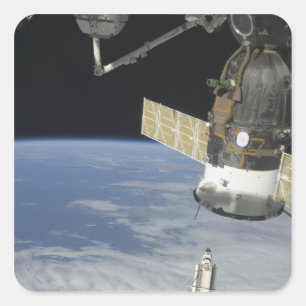Space shuttle Endeavour, a Soyuz spacecraft Square Sticker