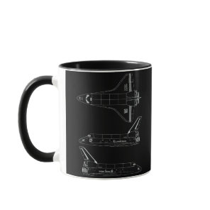 Space Shuttle Endeavour All-Black Blueprint Mug