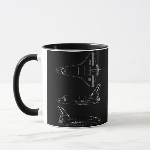 Space Shuttle Endeavour All_Black Blueprint Mug