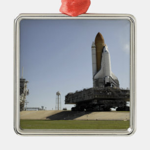 Space Shuttle Endeavour approaches the launch p Metal Ornament
