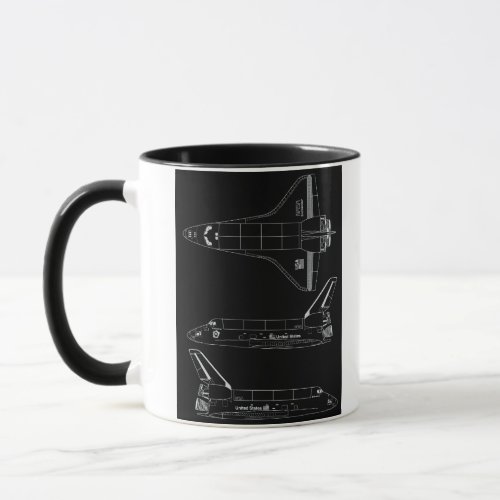 Space Shuttle Endeavour BW Blueprint Mug