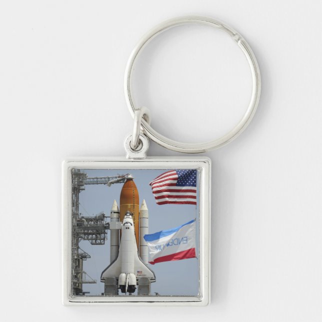 Space Shuttle Endeavour on the launch pad 3 Keychain (Front)