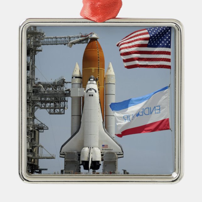 Space Shuttle Endeavour on the launch pad 3 Metal Ornament (Front)