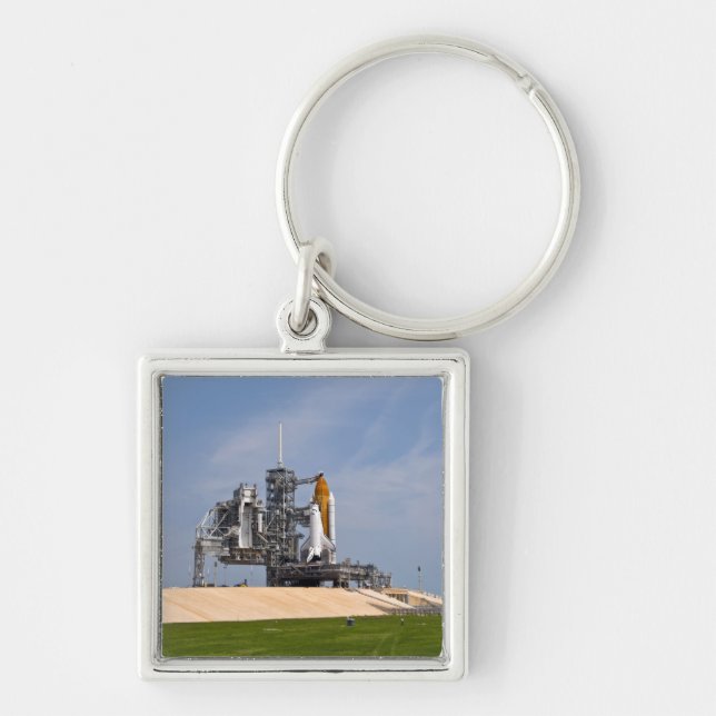Space Shuttle Endeavour on the launch pad 4 Keychain (Front)
