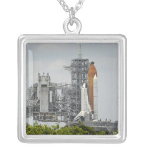 Space Shuttle Endeavour on the launch pad 5 Silver Plated Necklace