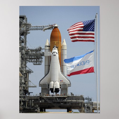 Space Shuttle Endeavour on the launch pad Poster