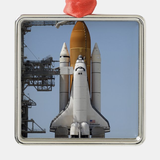 Space Shuttle Endeavour sits ready Metal Ornament (Front)