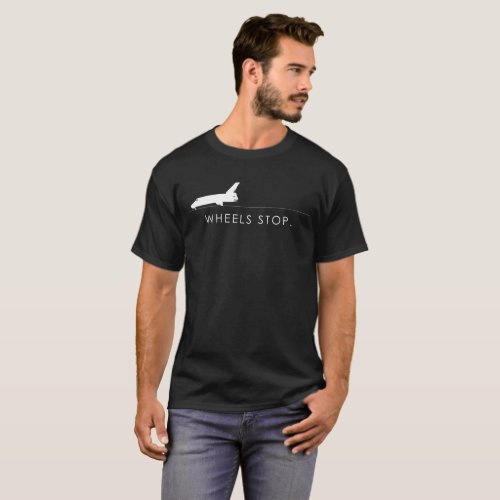 Space Shuttle LandingWheels Stop Black T Shirt