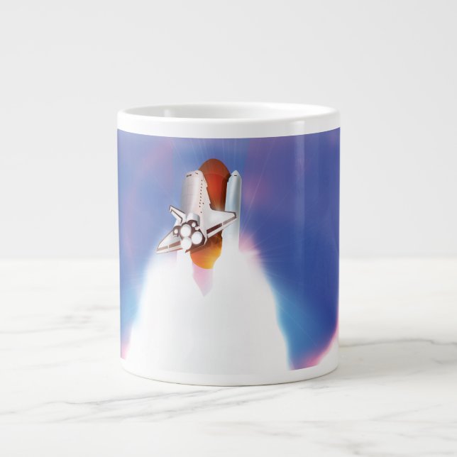 Space Shuttle Launch Illustration Giant Coffee Mug (Front)
