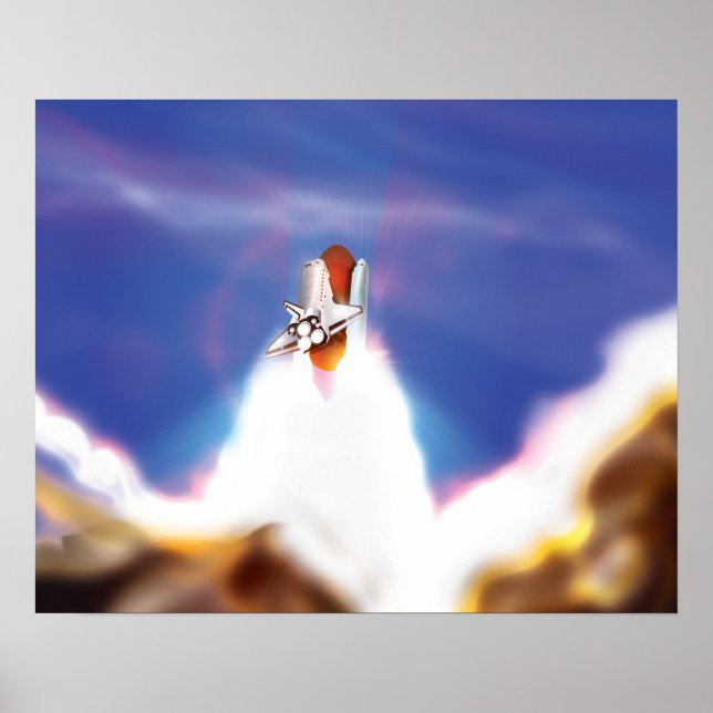 Space Shuttle Launch Illustration Poster (Front)