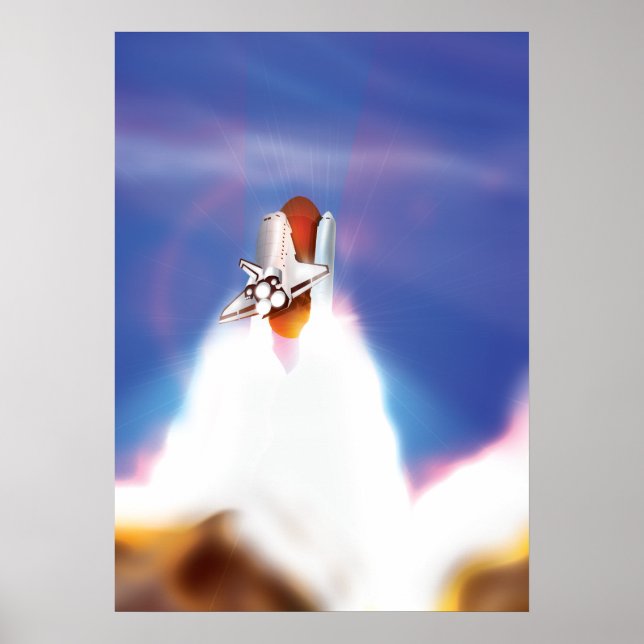 Space Shuttle Launch Illustration Poster (Front)