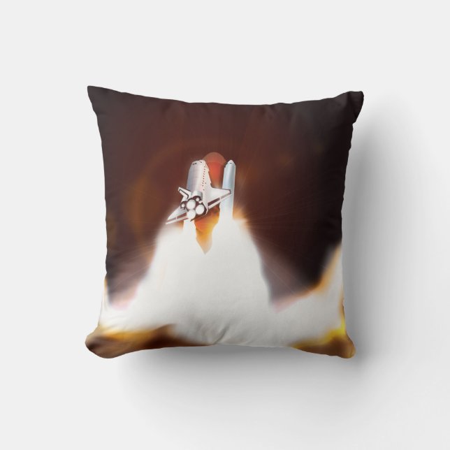 Space Shuttle Launch Illustration Throw Pillow (Front)