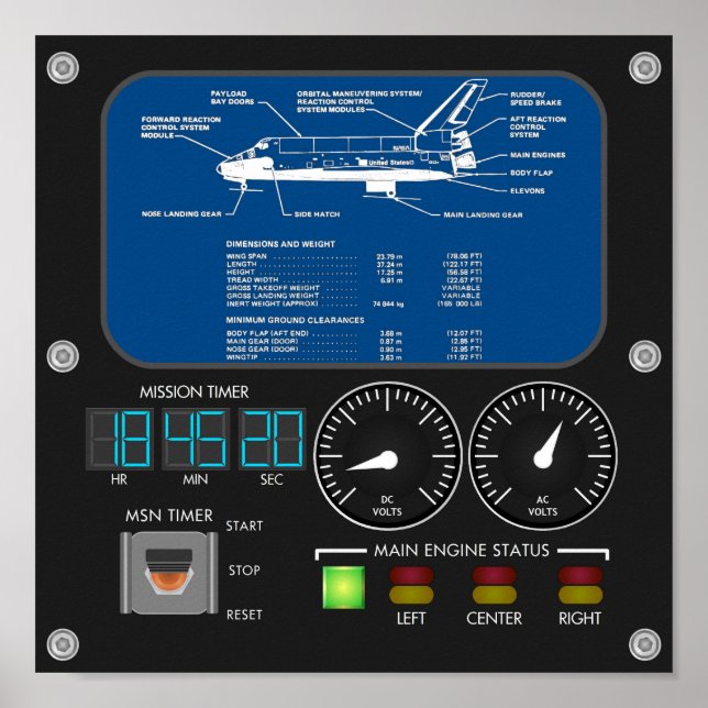 Space Shuttle Main Panel Poster (Front)