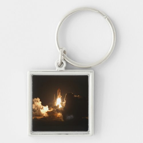 Space Shuttle Night Launch Poster Keychain