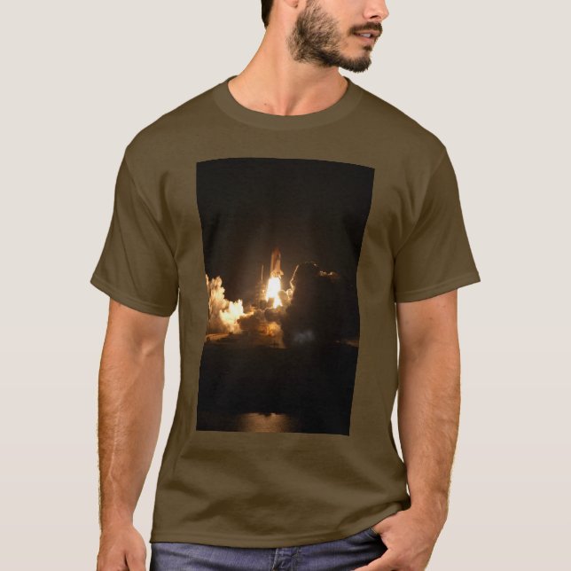Space Shuttle Night Launch Poster T-Shirt (Front)
