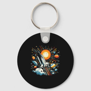 Space Shuttle Sun Planets Rocket Galaxy Boys Kids Keychain