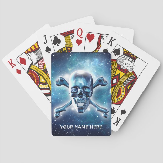 Space skull and crossbones. Personalized Poker Cards (Back)