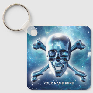 Space skull. Personalized Keychain